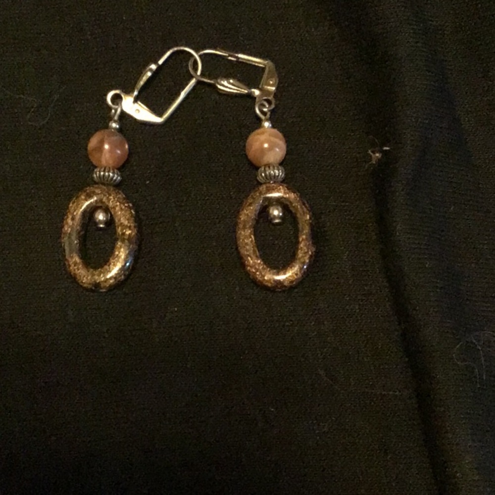 Pierced brown & bronze drop earrings